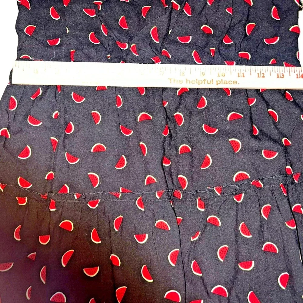 Lily White Watermelon Print Tiered‎ Mini Dress Black Red Smocked Back Adjustable